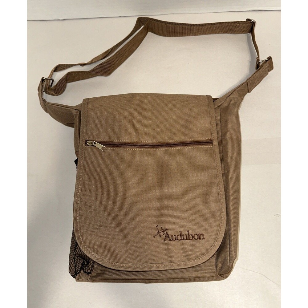 NWOT Audubon Light Brown Field Messenger Crossbody Bag Lightweight Mesh H2O Slot